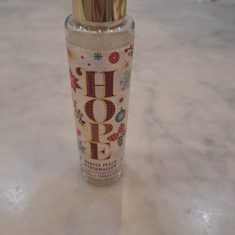 New Bath & Body Works Shimmer Mist 4.9oz Hope Winter Peach Marshmallow‎ Sparkle